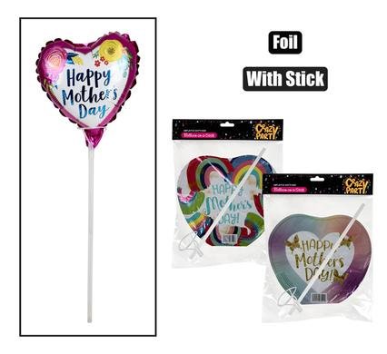 Balloon w/stick air inflate mom asstd