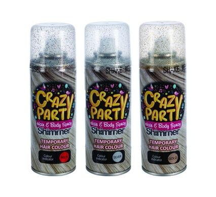 Party-spray glitter asstd silv/gold