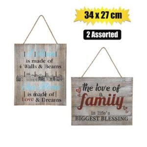 Plaque mdf sign 34x27cm family 2-asst