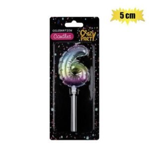 Candle birthday balloon-6 rainbow 5cm