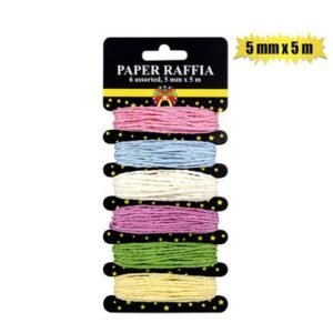 Paffia paper twine 6 asstd colors 5mmx5m