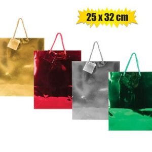 Gift-bag metallic paper lrg 25x32cm sol