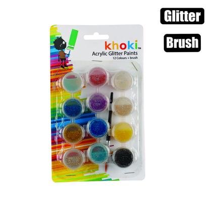 Art+craft paint acrylic glit 12col+brush