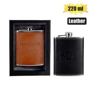 Hip flask s/s w/pu leather dad 220ml