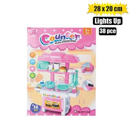 Playset kitchen stove & acc 38pc 28x20cm
