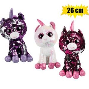 Plush unicorn glitzies sitting 26cm