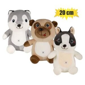 Plush dog smiling asstd 20cm