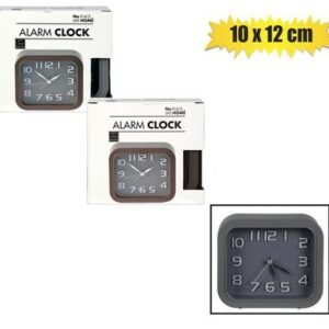 Clock alarm pl square 10x12cm asstd