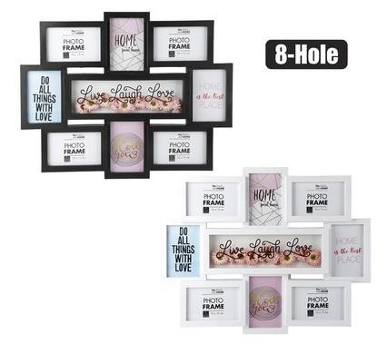 Picture-frame collage pl 8-hole w/words