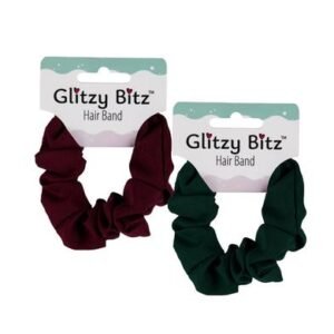 Hair band scrunchie green/maroon