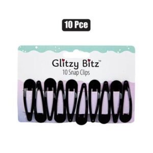 Hair clips 10pc black 5cm snap-on