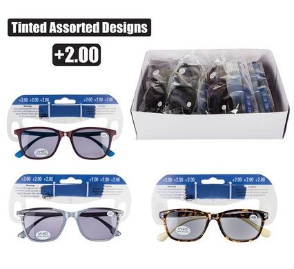 Reading glass tinted asst strenght:+2