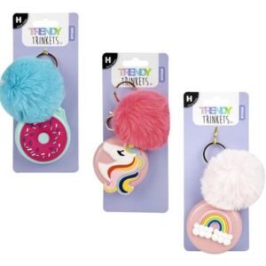 Keychain with ball & brush astd col 7cm