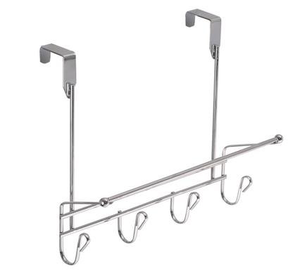 Hook hanger chrome w/bar+4-hook ovr door