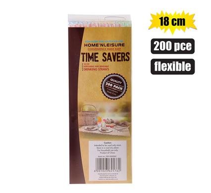 Straws plastic 18cm flexible 200pc