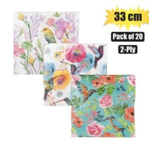 Serviettes 2ply 33cm 20pc birds