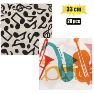 Serviettes 2ply 33cm 20pc music